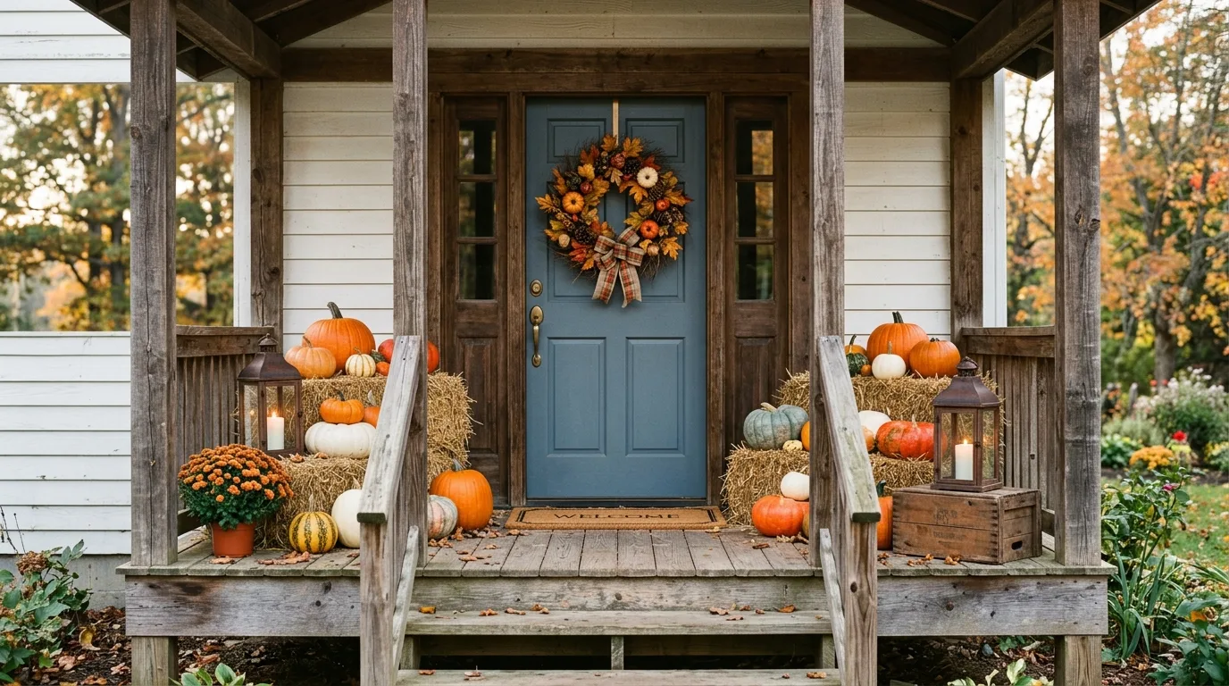 Style the outdoor table with seasonal natural elements inspiration for an outdoor fall setting.